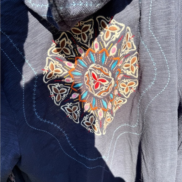 Paparazzi by BIZ Dark Blue Cardigan with Colorful Embroidery - Picture 9 of 12